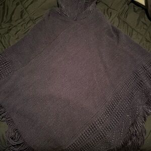 Blue hoodie poncho